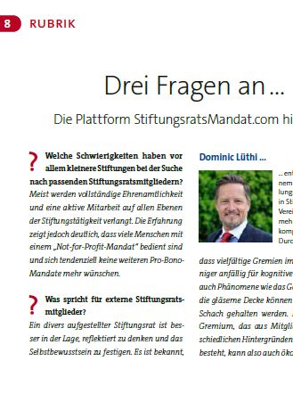 Fundraising-Magazin: Drei Fragen an… Dominic Lüthi 